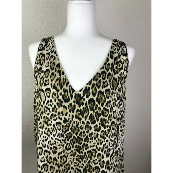 Leyden Womens Size Small Leopard Print V-Neck Blouse Sleeveless - Picture 4 of 9